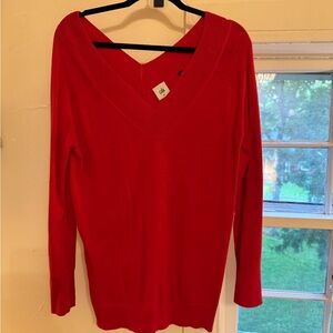 Women's Cabi Red V-Neck Sweater